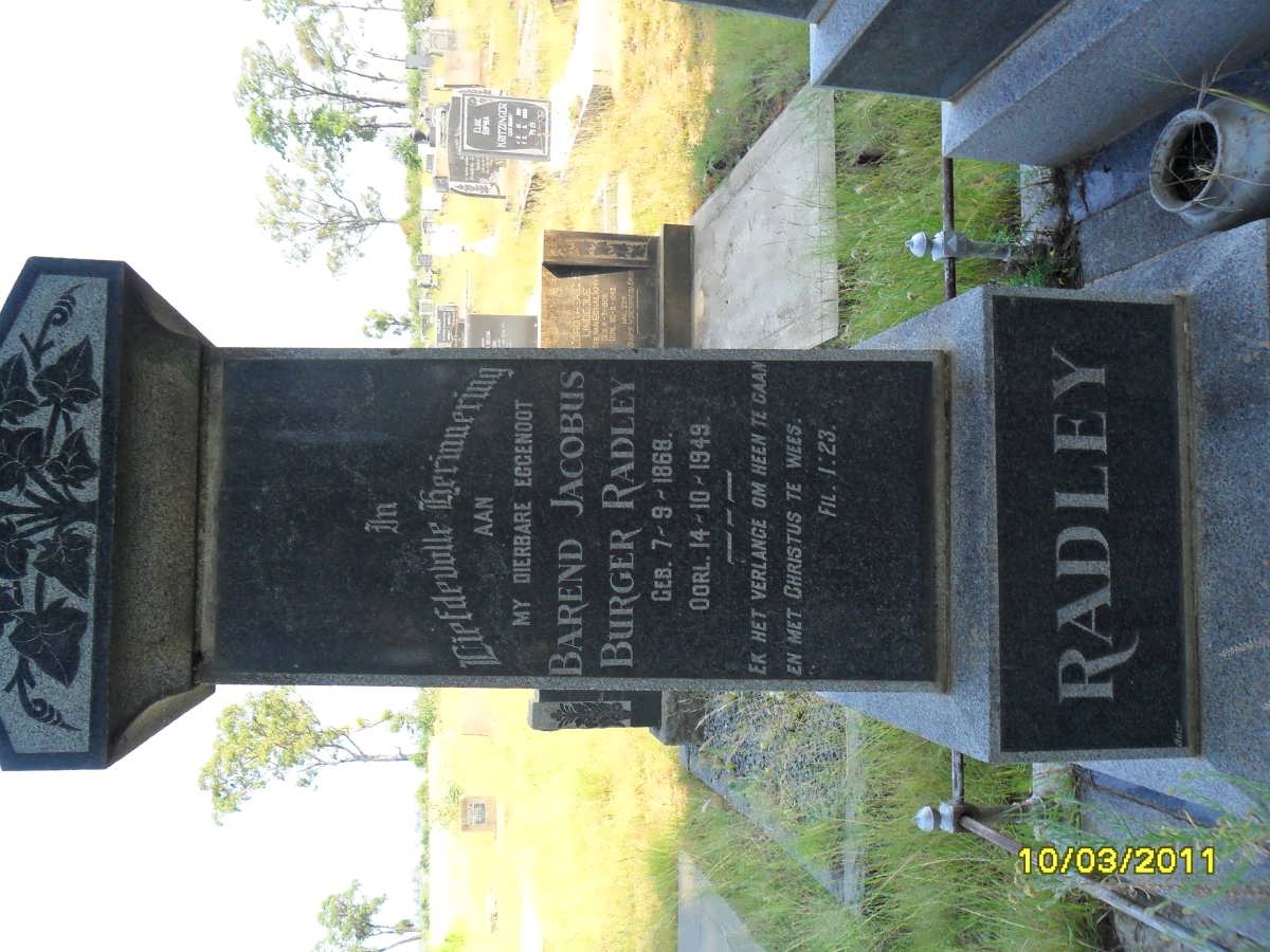 RADLEY Barend Jacobus Burger 1868-1949