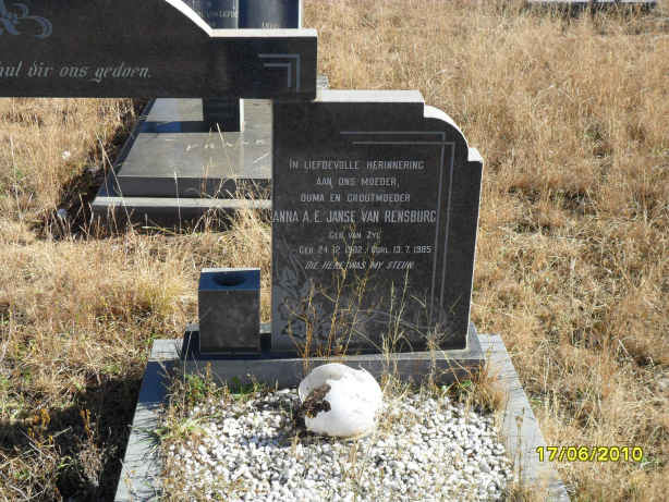 RENSBURG Anna A.E., Janse van nee VAN ZYL 1902-1985