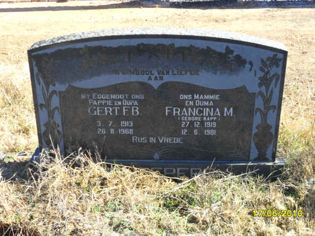 SCHEEEPERS Gert F.B. 1913-1968 &amp; Francina M. KAPP 1919-1981