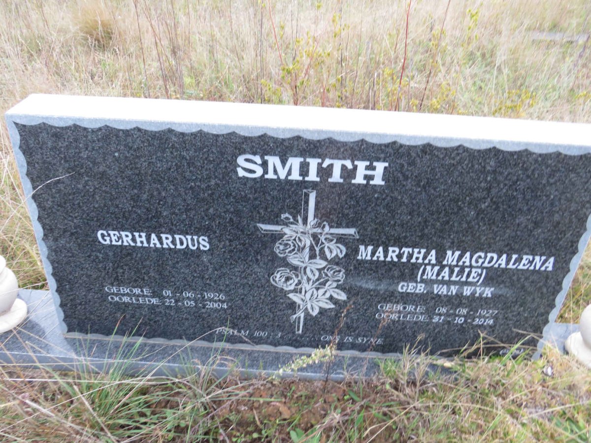 SMITH Gerhardus 1926-2004 &amp; Martha Magdalena VAN WYK 1927-2014