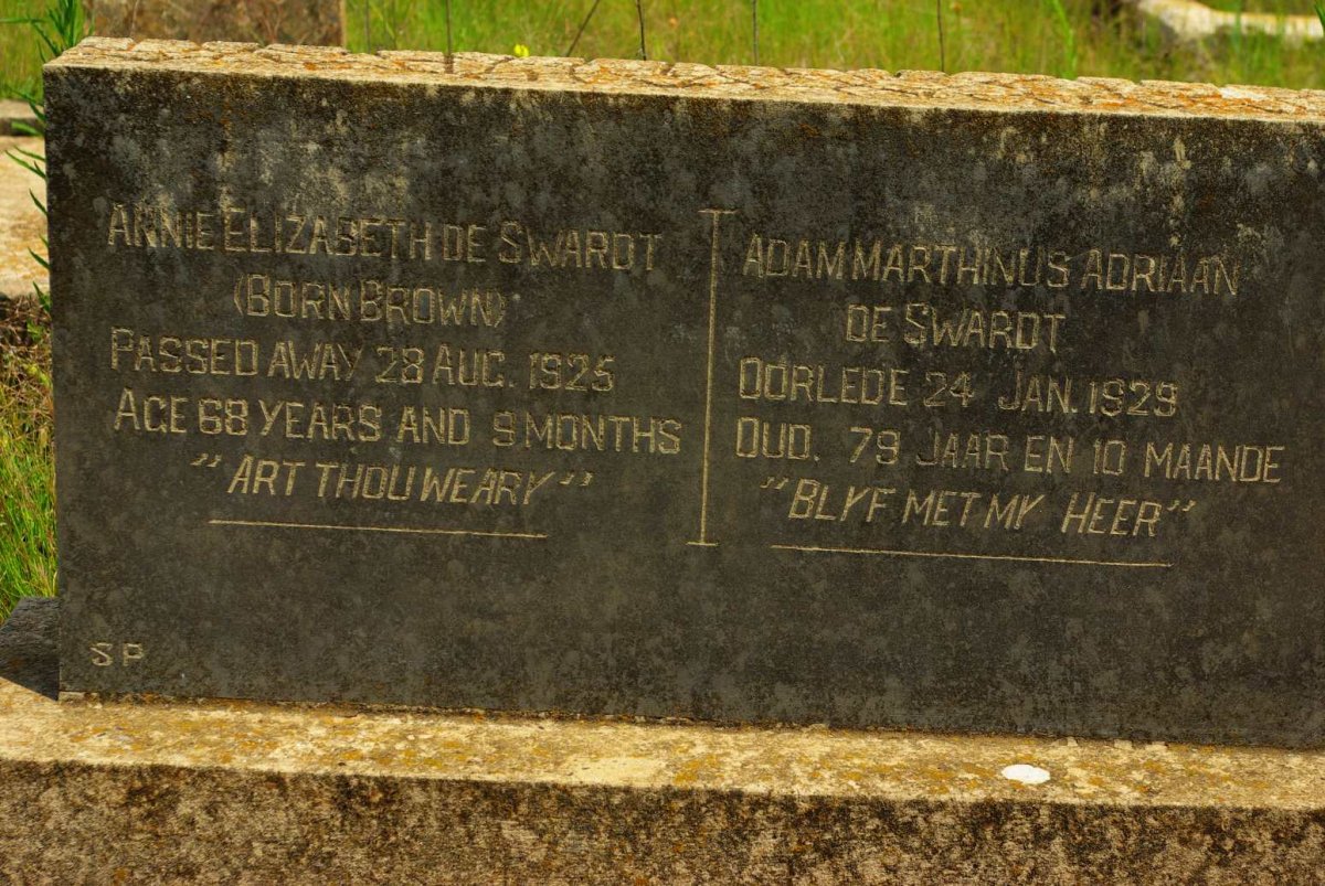 SWARDT Adam Marthinus Adriaan, de -1929 &amp; Annie Elizabeth BROWN -1925
