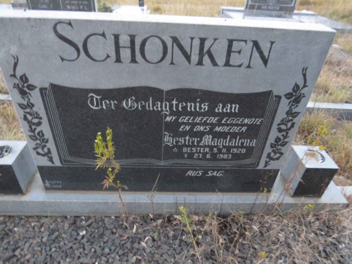 SCHONKEN Hester Magdalena nee BESTER 1920-1983