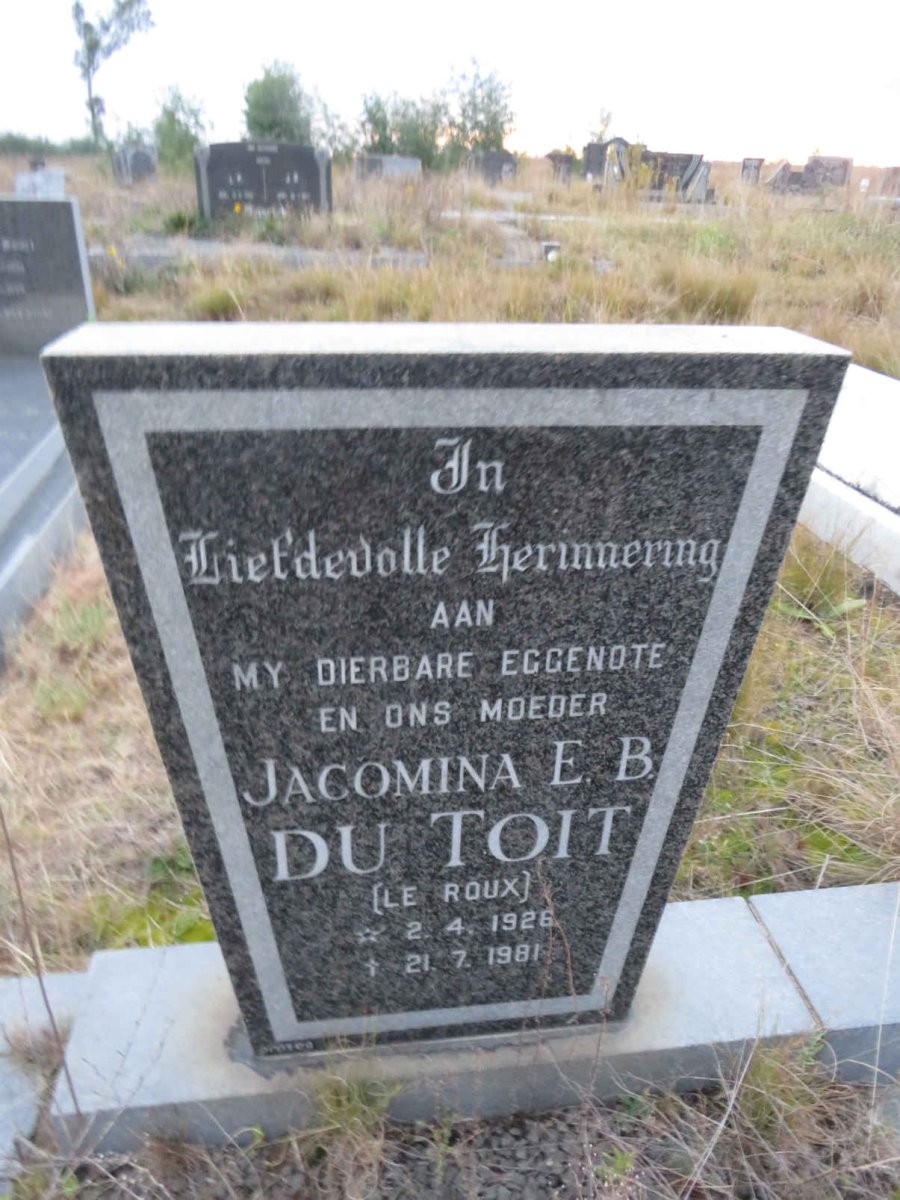 TOIT Jacomina E.B., du nee LE ROUX 1926-1981