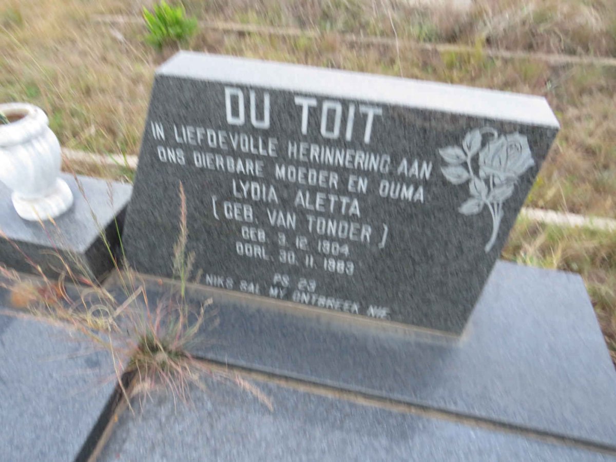 TOIT Lydia Aletta, du nee VAN TONDER 1904-1983