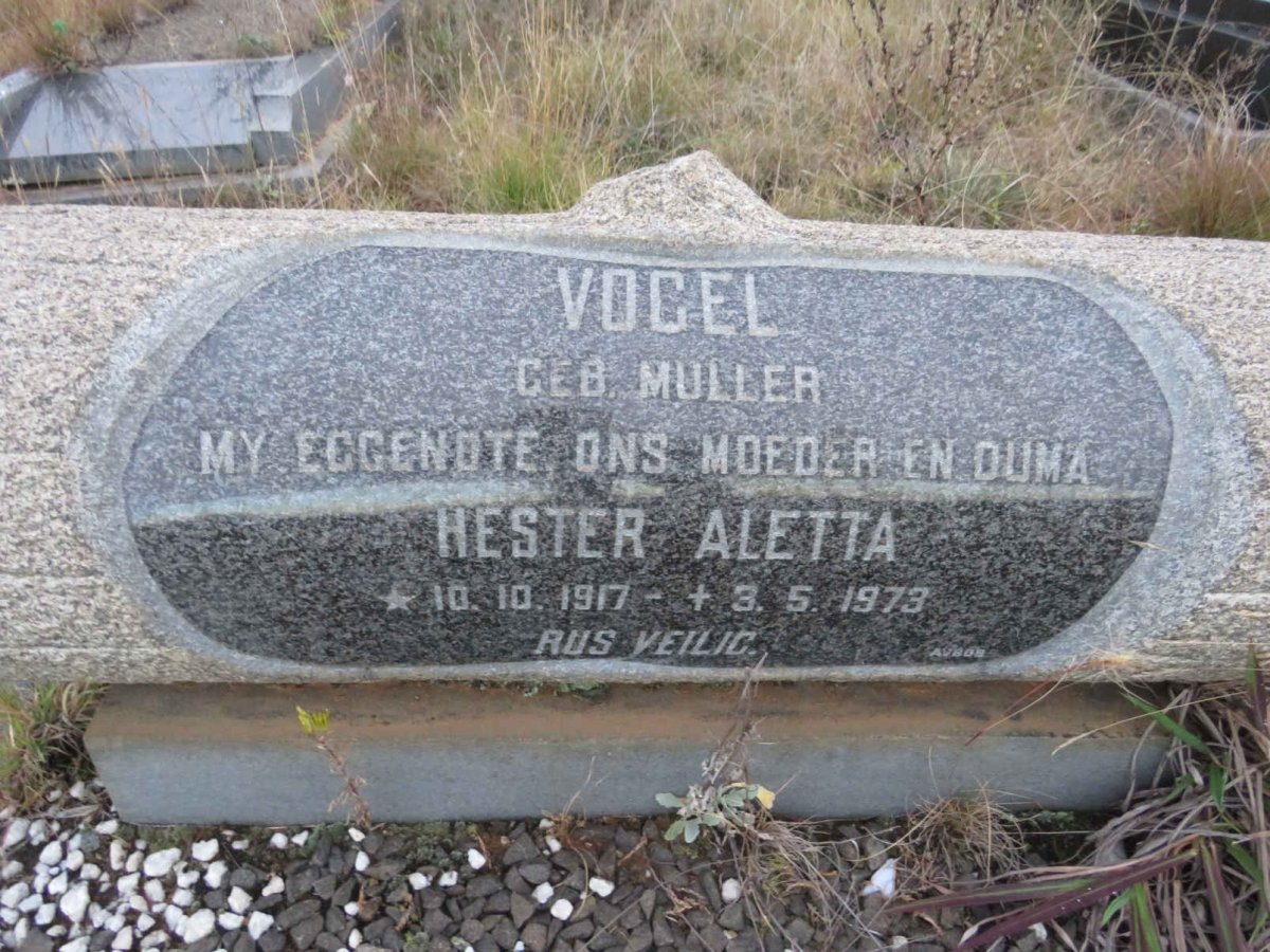 VOGEL Hester Aletta nee MULLER 1917-1973