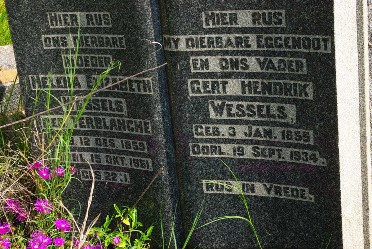 WESSELS Gert Hendrik 1855-1934 &amp; Helena Elizabeth TERBLANCHE 1859-1951