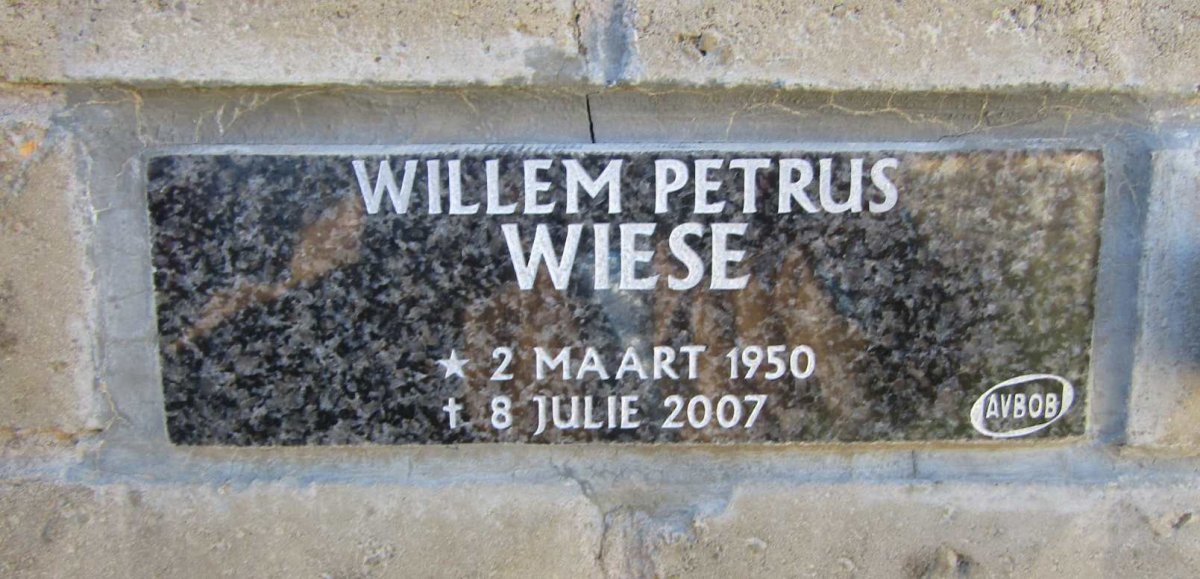 WIESE Willem Petrus 1950-2007