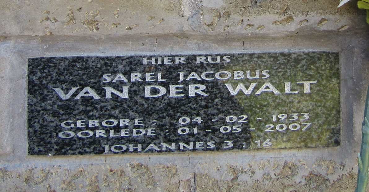 WALT Sarel Jacobus, van der 1933-2007