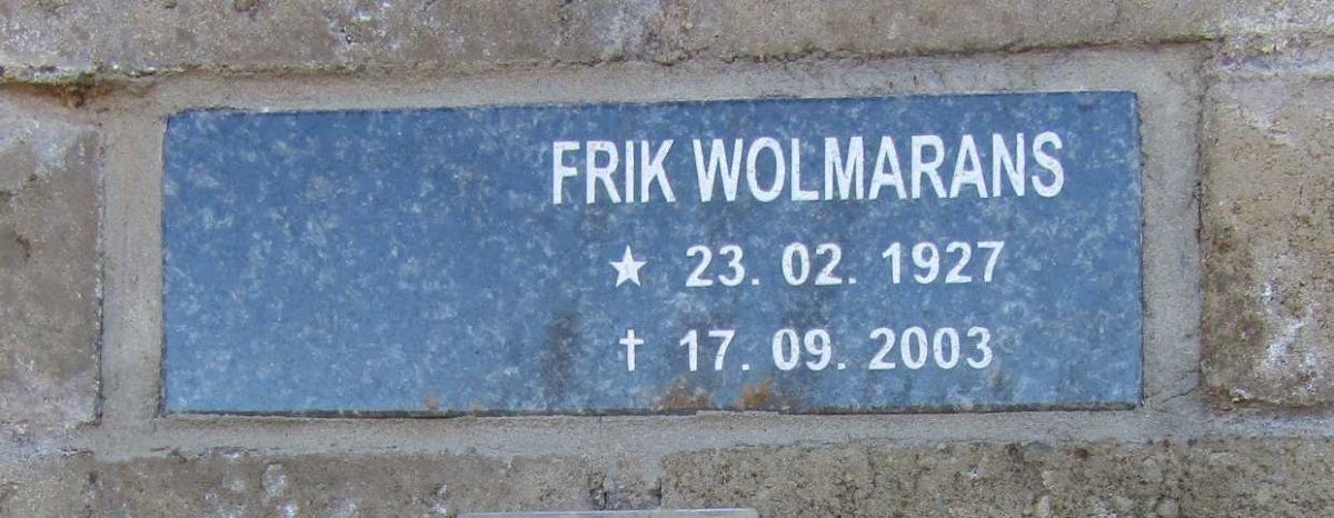 WOLMARANS Frik 1927-2003