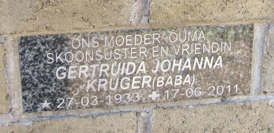 KRUGER Gertruida Johanna 1933-2011