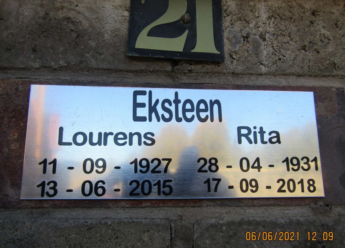 EKSTEEN Lourens 1927-2015 &amp; Rita 1931-2018