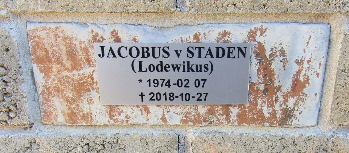 STADEN Jacobus, v 1974-2018