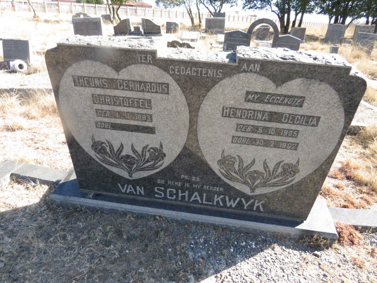 SCHALKWYK Theunis Gerhardus Christoffel, van 1893- & Hendrina Cecilia 1905-1962