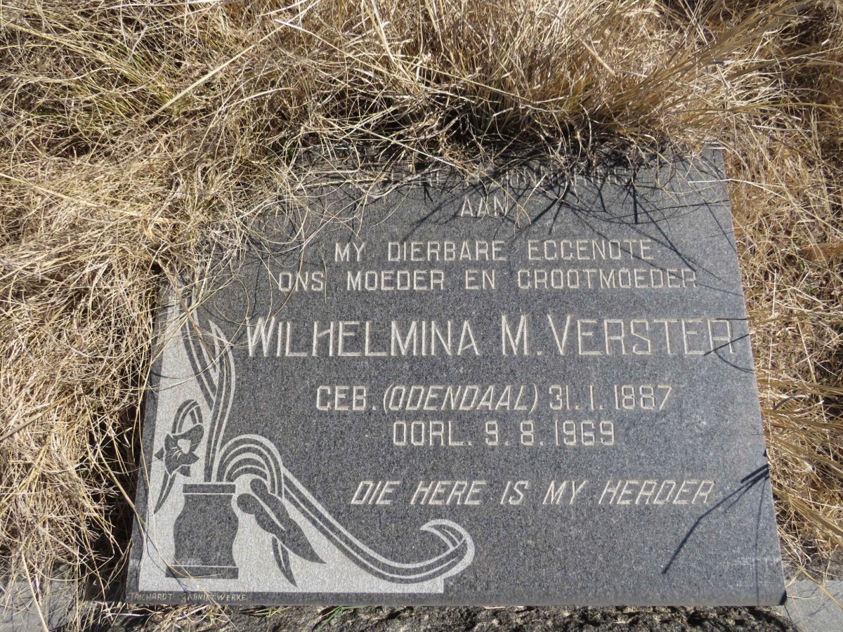 VERSTER Wilhelmina M. nee ODENDAAL 1887-1969