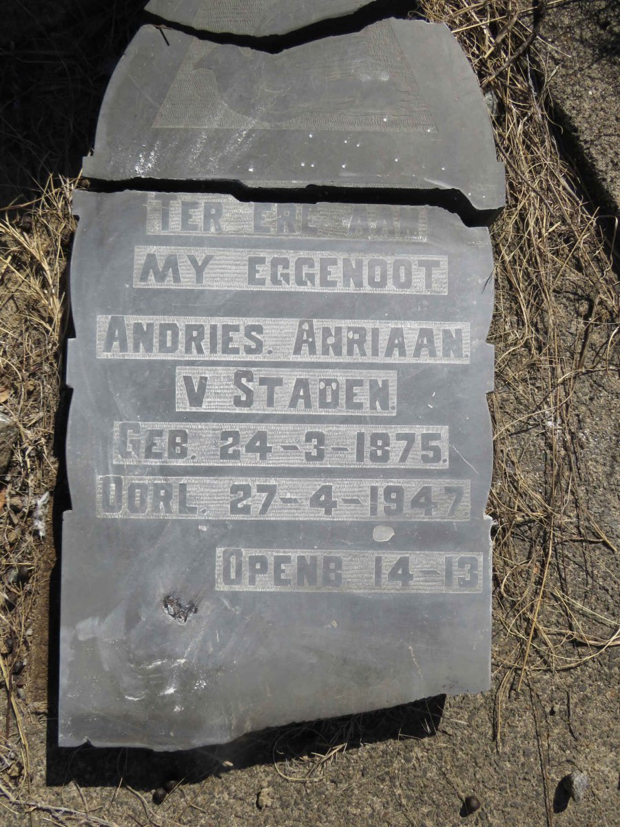 STADEN Andries Anriaan, van 1875-1947