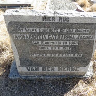 MERWE Ammarentia Catharina Jacoba, van der nee FOURIE 1884-1952