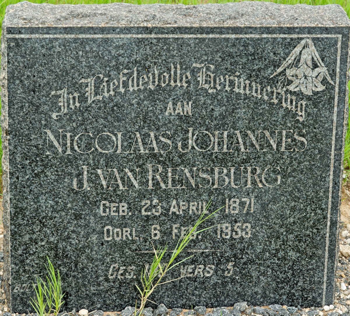 RENSBURG Nicolaas Johannes J., van 1871-1953