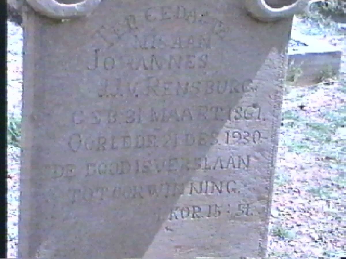 RENSBURG Johannes J.J. v. 1867-1930