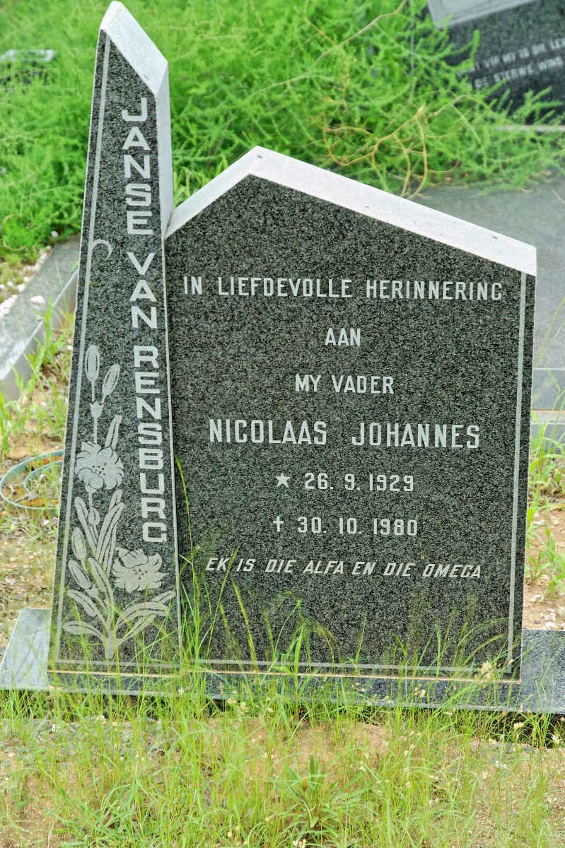 RENSBURG Nicolaas Johannes, van 1929-1980