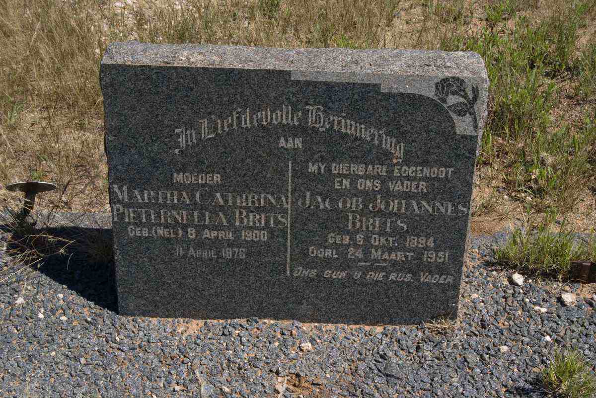 BRITS Jacob Johannes 1894-1951 &amp; Martha Cathrina Pieternella NEL 1900-??