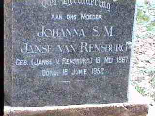 RENSBURG Johanna, Janse van 1867-1952