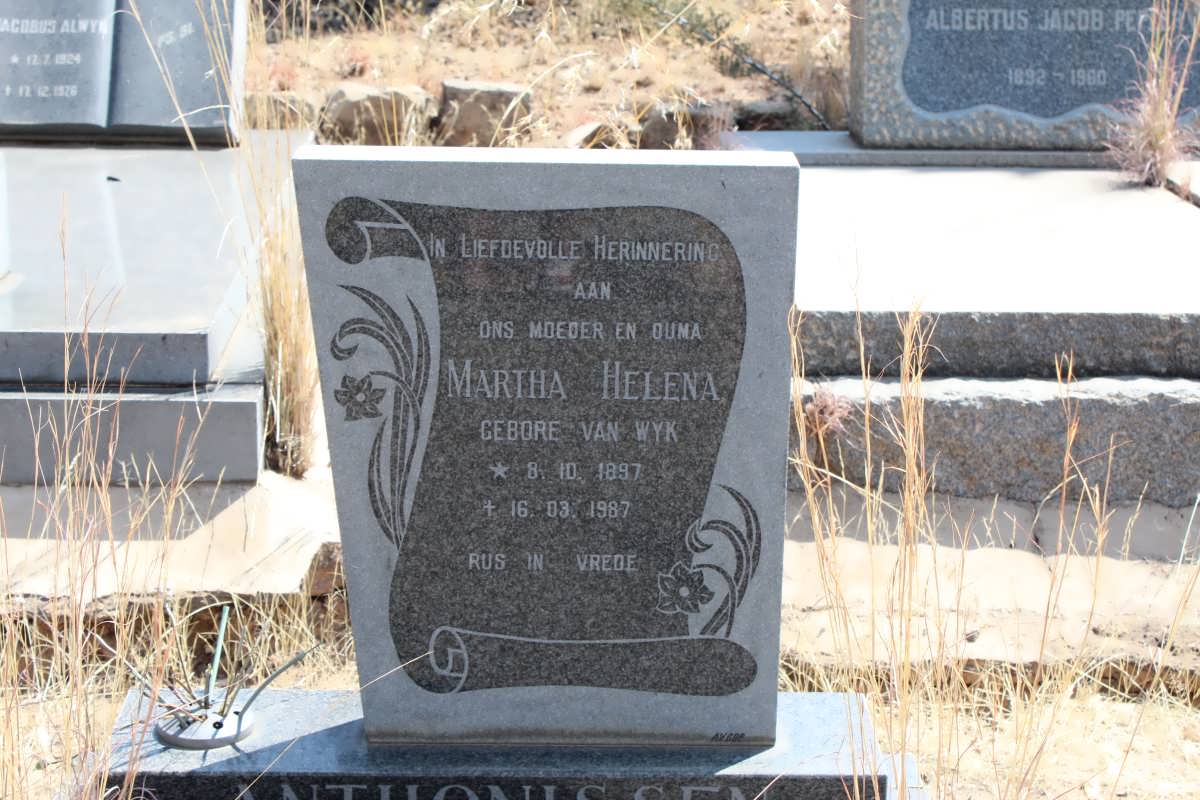 ANTHONISSEN Martha Helena nee VAN WYK 1897-1987