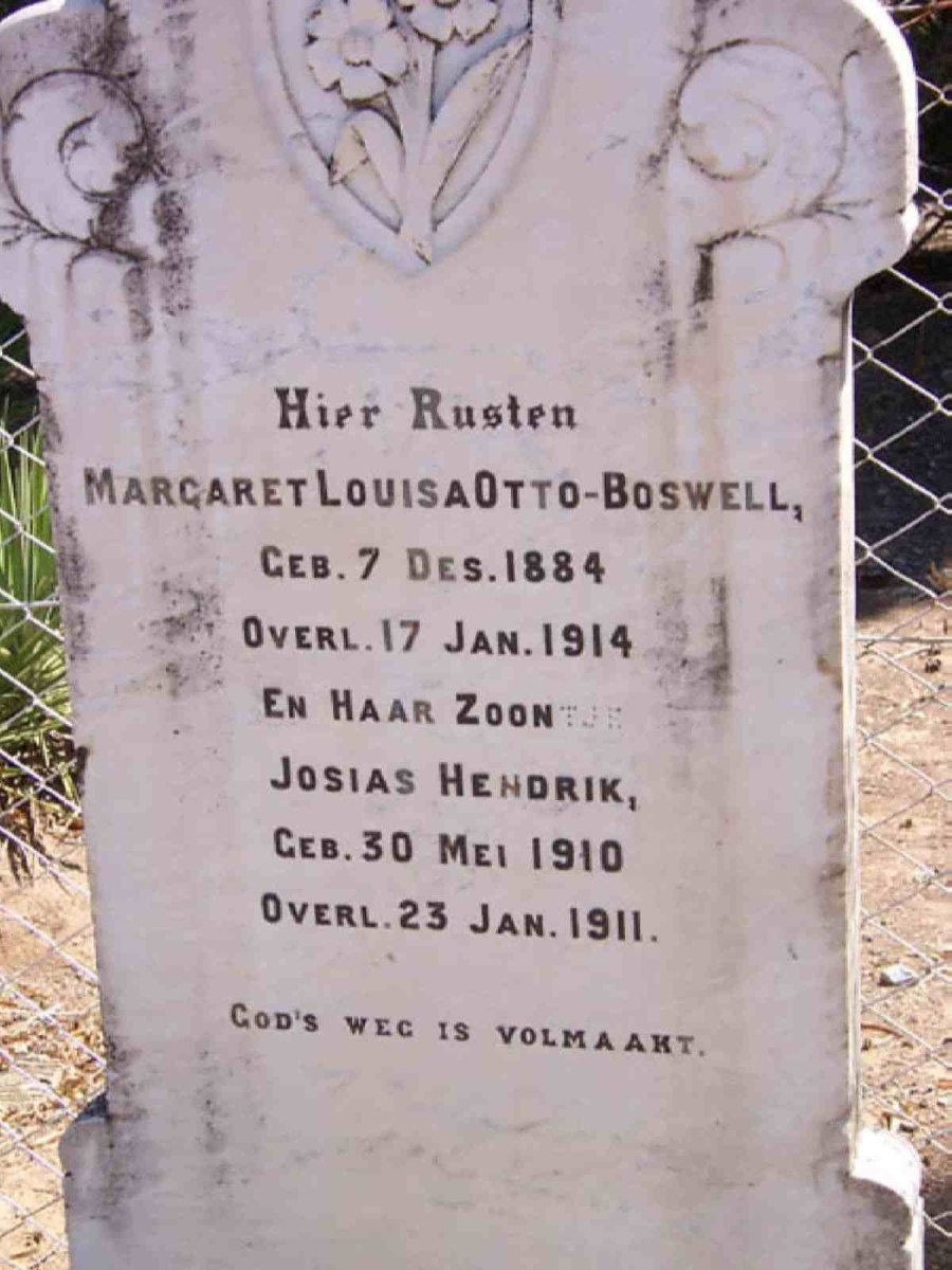 BOSWELL Margaret Louisa,  Otto 1884-1914 :: OTTO-BOSWELL Josias Hendrik 1910-1911