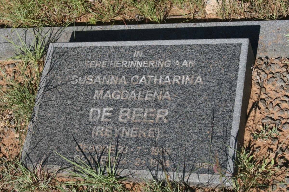 BEER Susanna Catharina Magdalena, de nee REYNEKE 19?8-1994