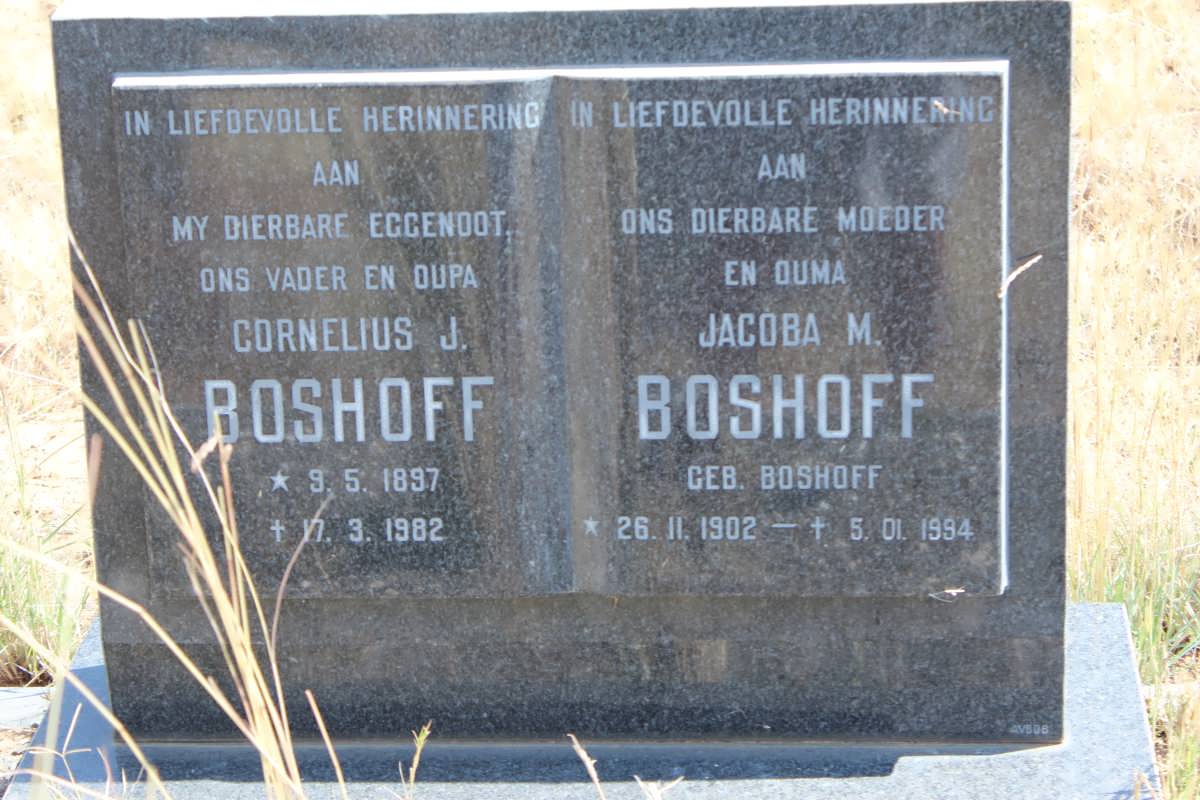 BOSHOFF Cornelius J. 1897-1982 &amp; Jacoba M. BOSHOFF 1902-1994