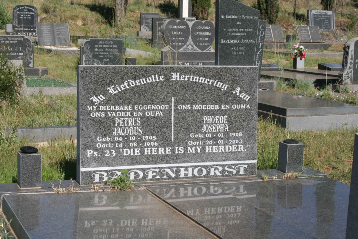 BADENHORST Petrus Jacobus 1905-1996 &amp; Phoebe Josepha 1908-2003