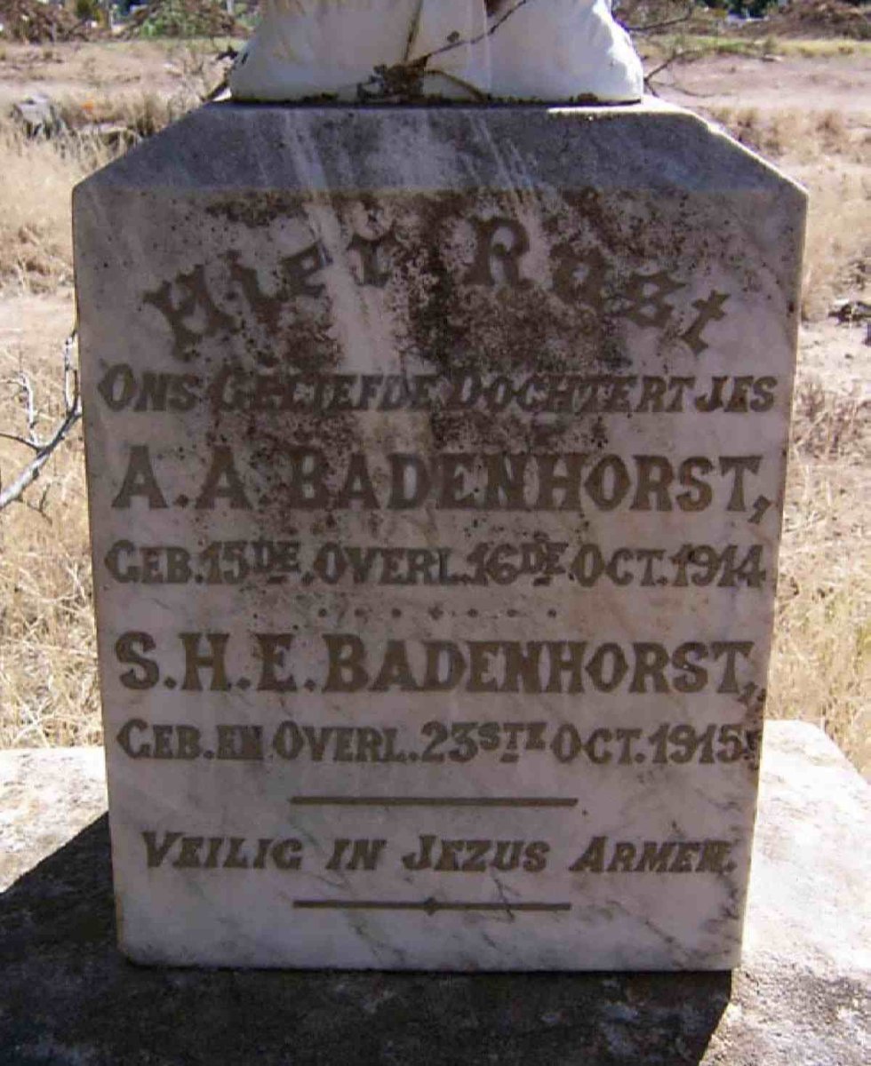 BADENHORST A.A. -1914 :: BADENHORST S.H.E. -1915