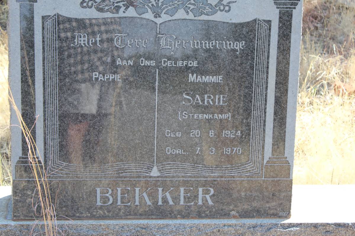 BEKKER Sarie nee STEENKAMP 1924-1970