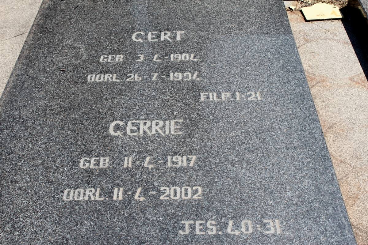 BEER Gert, de 1904-1994 :: DE BEER Gerrie 1917-2002