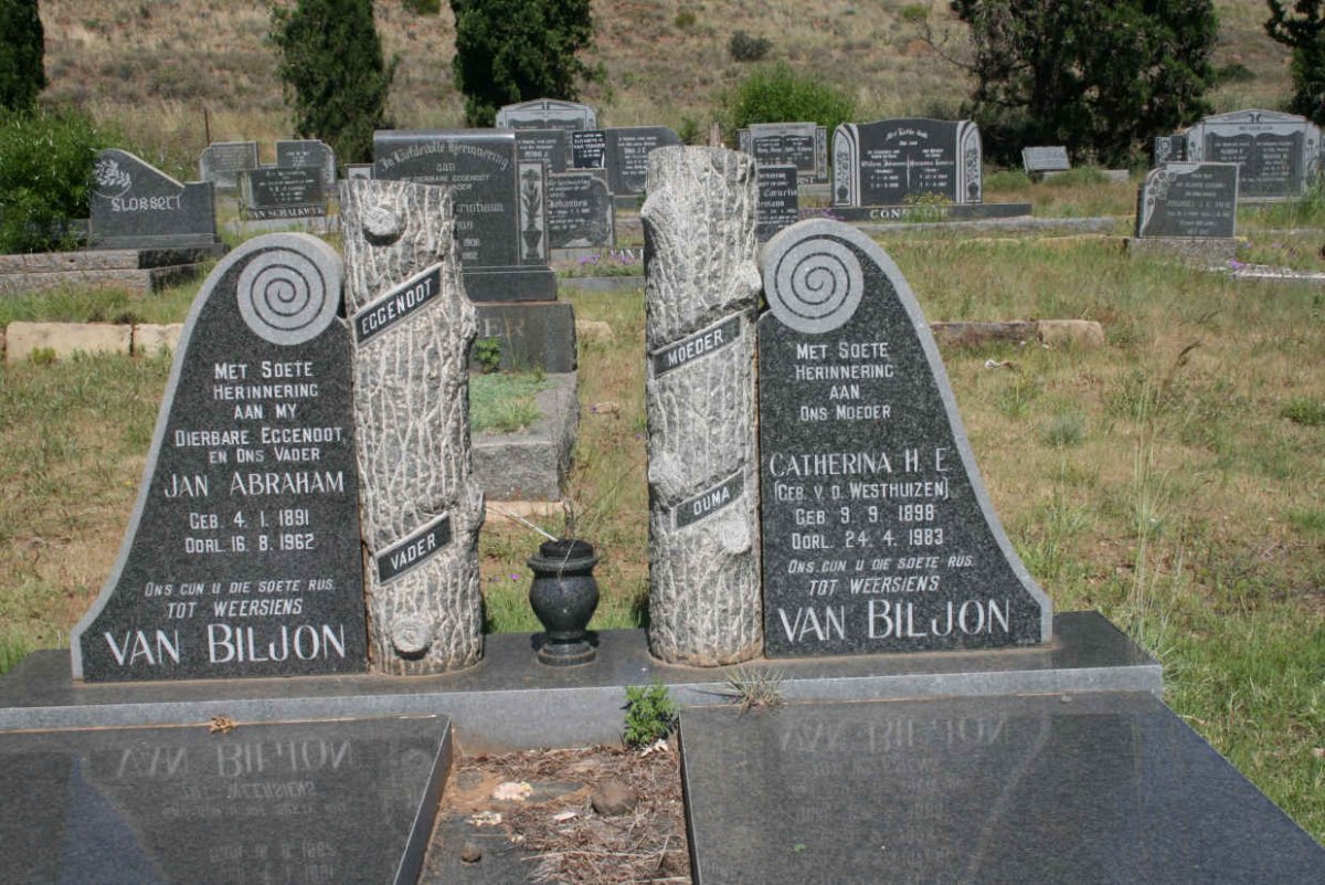 BILJON Jan Abraham van 1891-1962 &amp; Catherina H.E. V.D. WESTHUIZEN 1898-1983