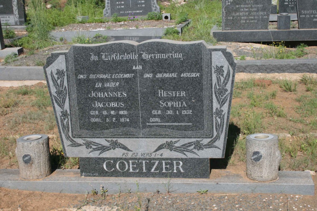 COETZER Johannes Jacobus 1931-1974 &amp; Hester Jacoba 1932-