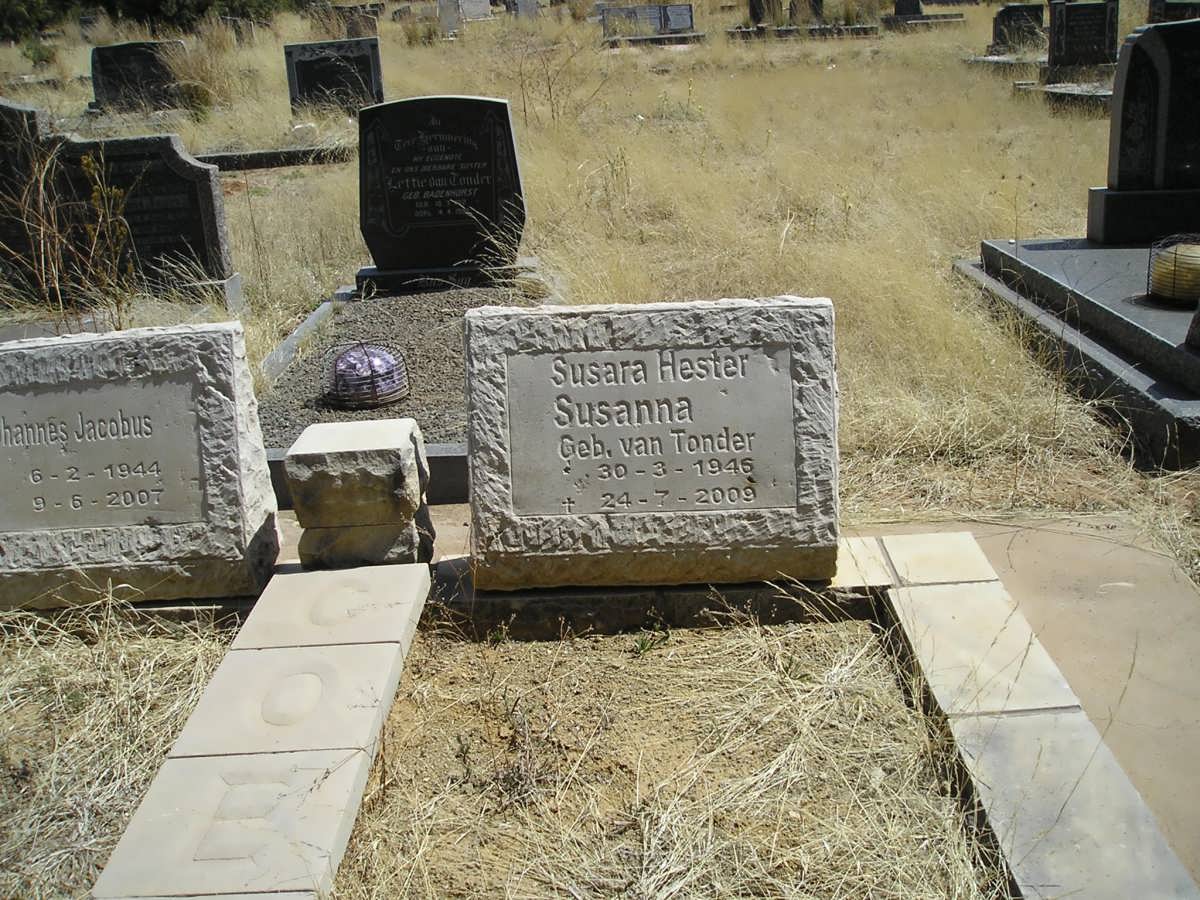 COE? Johannes Jacobus 1944-2007 &amp; Susara Hester Susanna  VAN TONDER 1945-2009