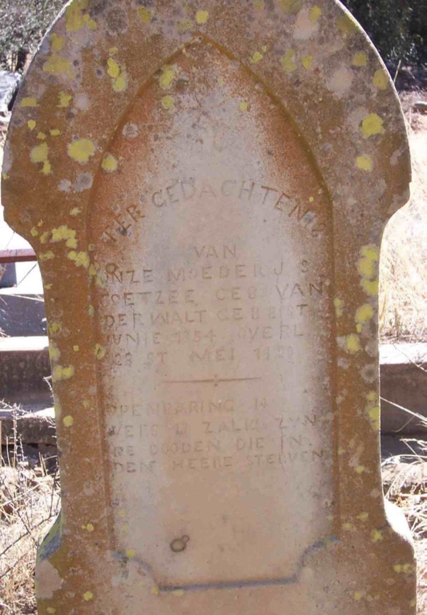 COETZEE R.J.S. nee VAN DER WALT 1884-1920