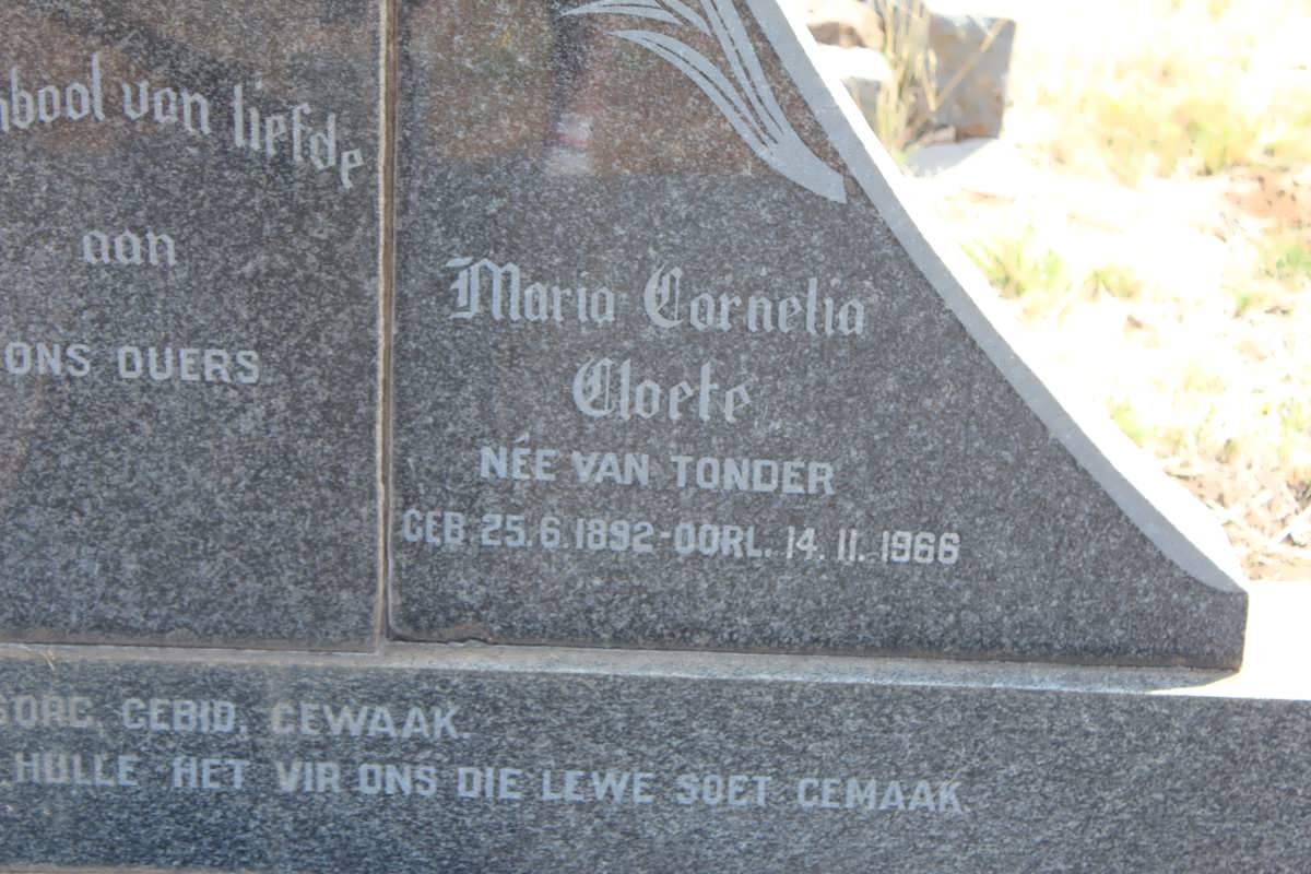CLOETE Maria Cornelia nee VAN TONDER 1892-1966