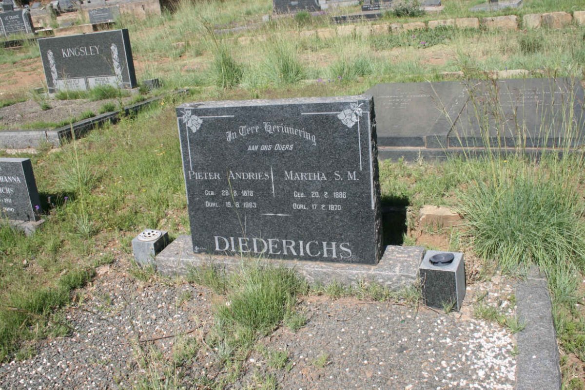 DIEDERICHS Pieter Andries 1878-1963 &amp; Martha S.M. 1886-1970