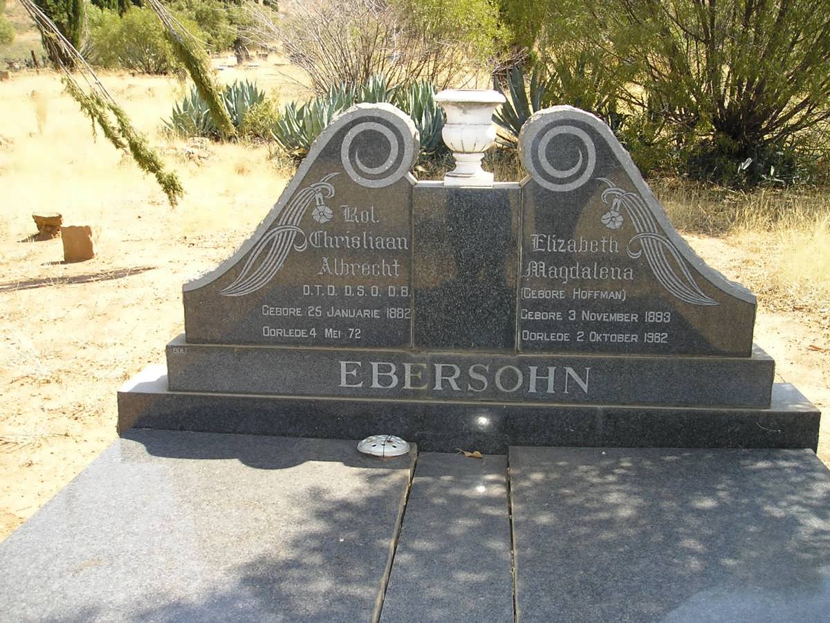 EBERSOHN Christiaan Albrecht 1882-1972 &amp; Elizabeth Magdalena HOFFMAN 1893-1982
