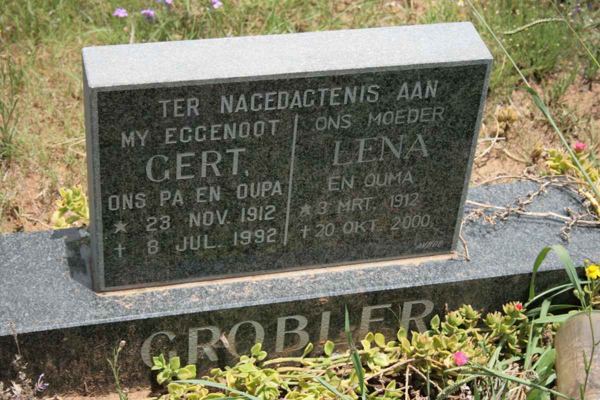 GROBLER Gert 1912-1992 &amp; Lena 1912-2000