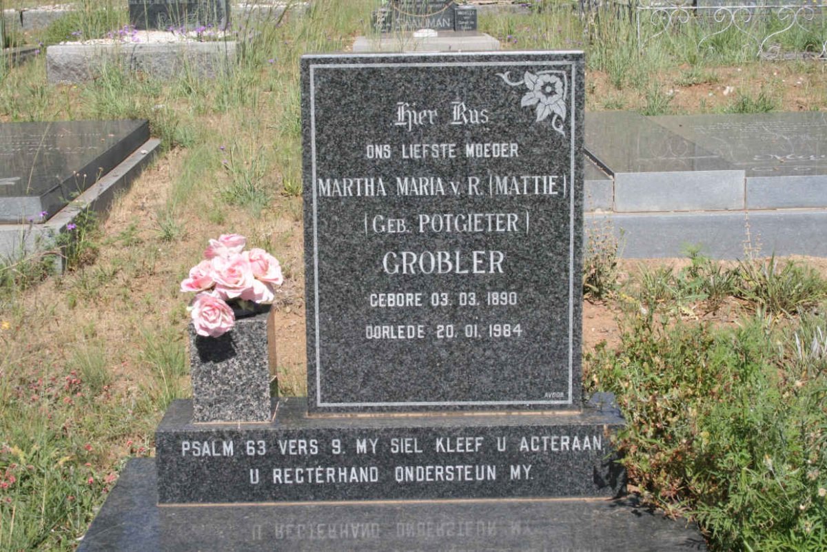 GROBLER Martha Maria v.R. nee POTGIETER 1890-1984