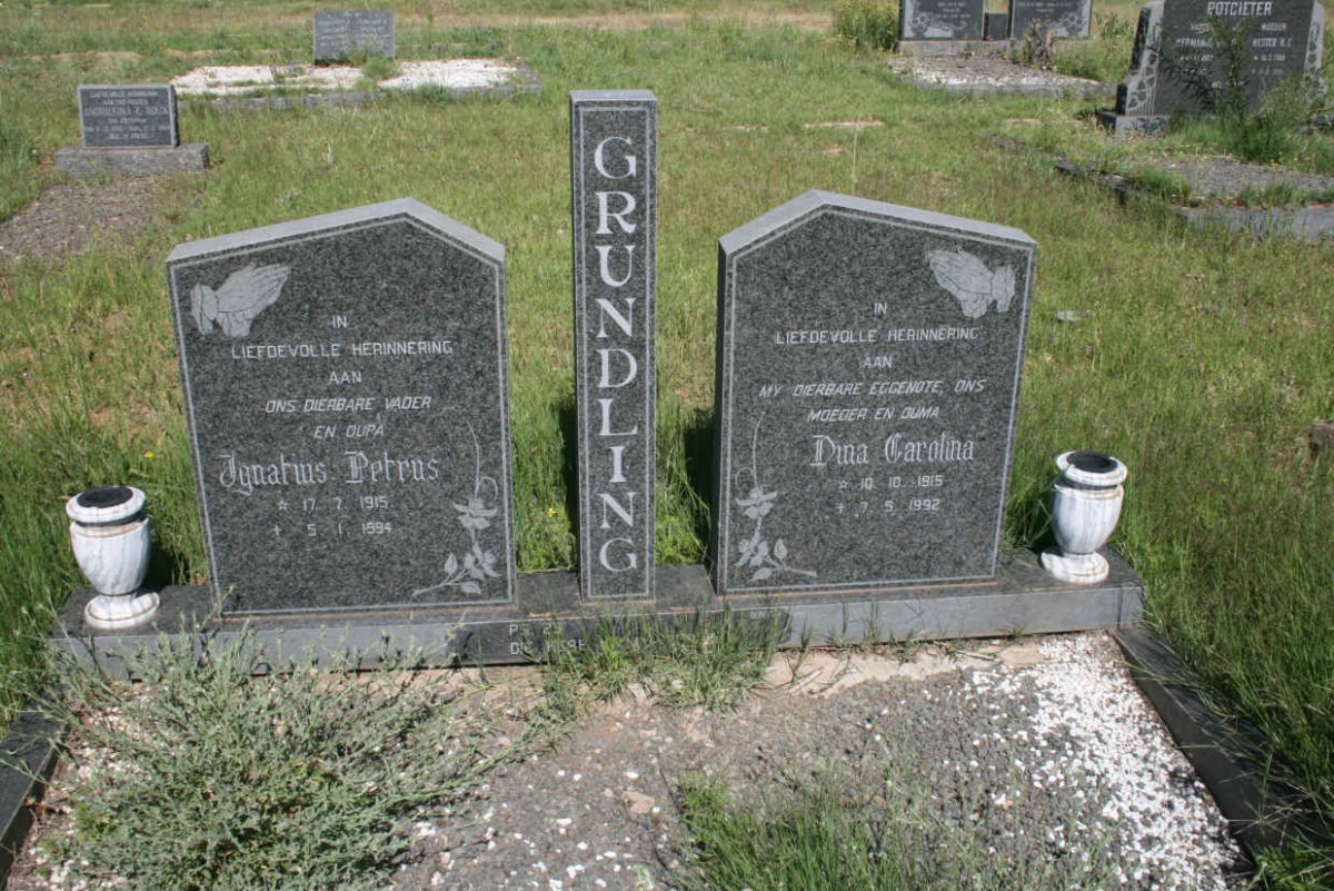 GRUNDLING Ignatius Petrus 1915-1994 &amp; Dina Carolina 1915-1992
