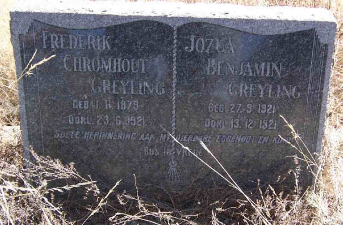 GREYLING Frederik Chromhout 1879-1921 :: GREYLING Jozua Benjamin 1921-1921