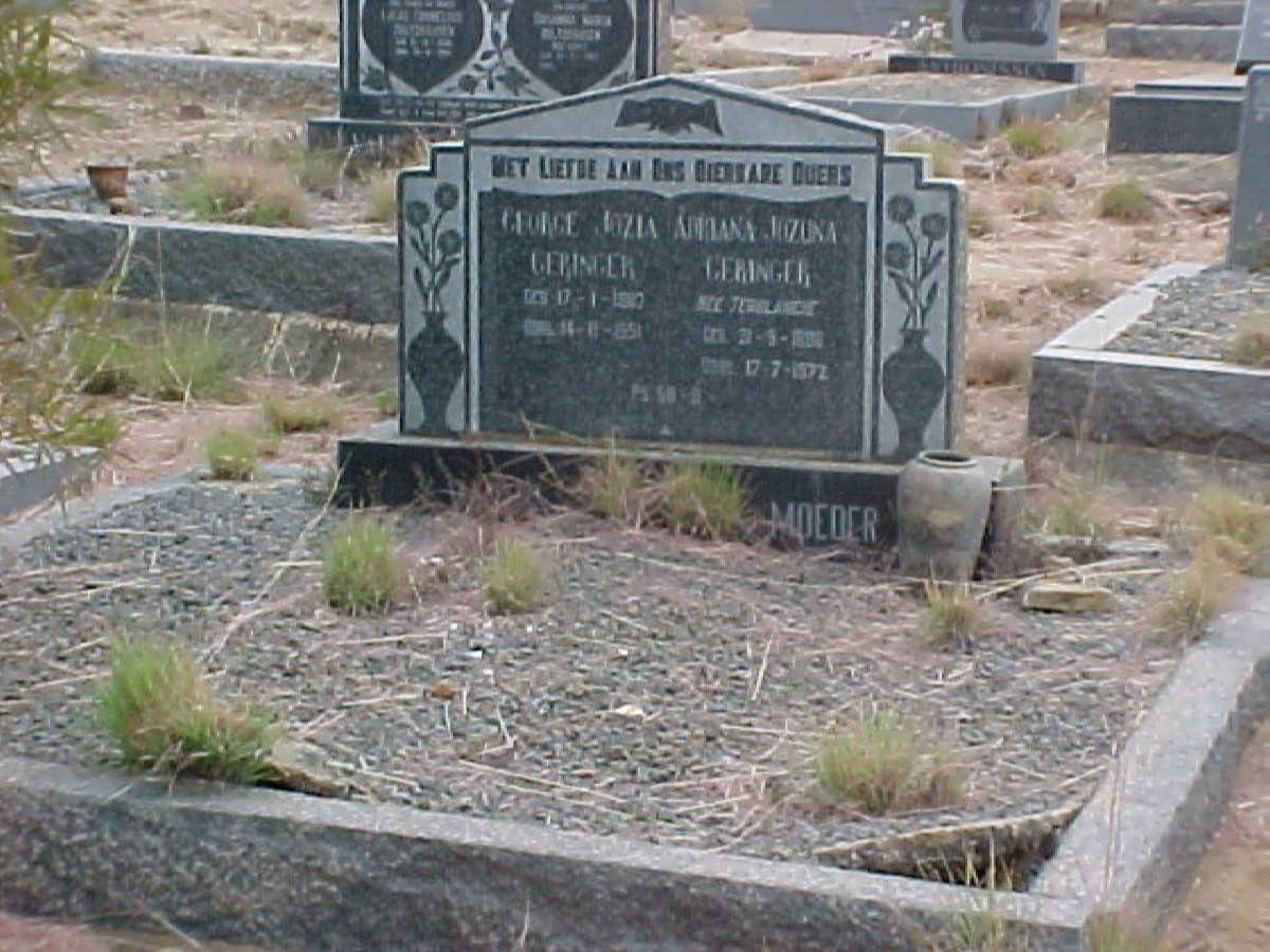 GERINGER George Jozia 1882-1951 &amp; Adriana Jozuna TERBLANCHE 1886-1972