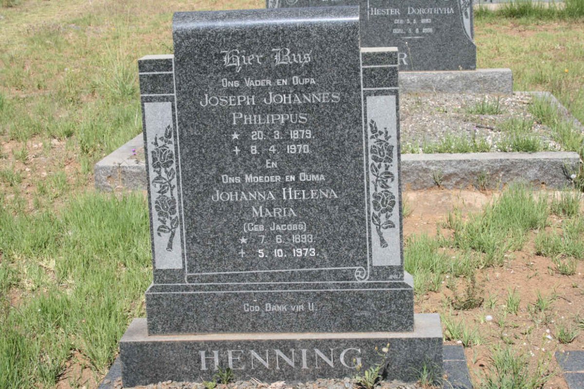 HENNING Joseph Johannes Philippus 1879-1980 &amp; Johanna Helena JACOBS  1893-1973