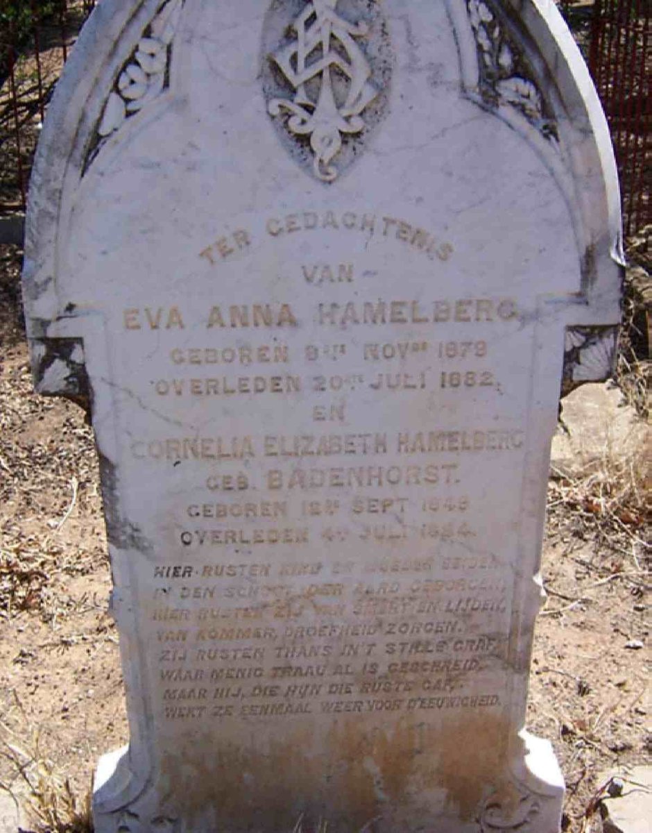 HAMELBERG Eva Anna 1879-1882 :: HAMELBERG Cornelia Elizabeth nee BADENHORST 1849-1884