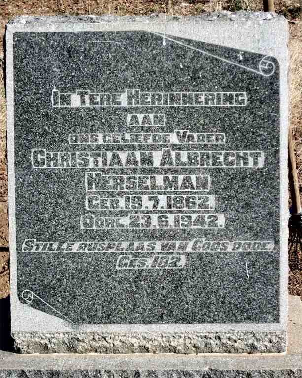 HERSELMAN Christiaan Albrecht 1862-1942
