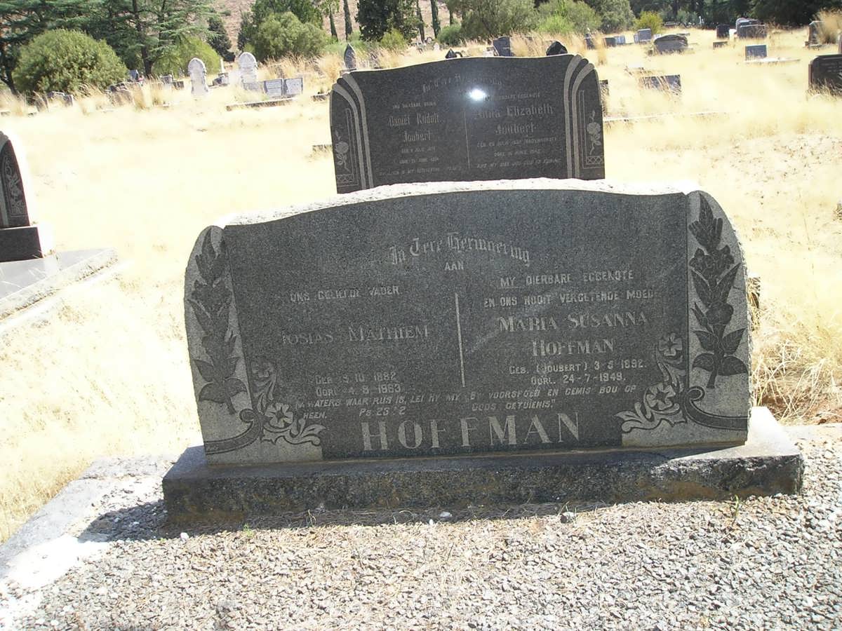 HOFFMAN Josias Mathiem 1882-1963 &amp; Maria Susanna JOUBERT 1892-1949