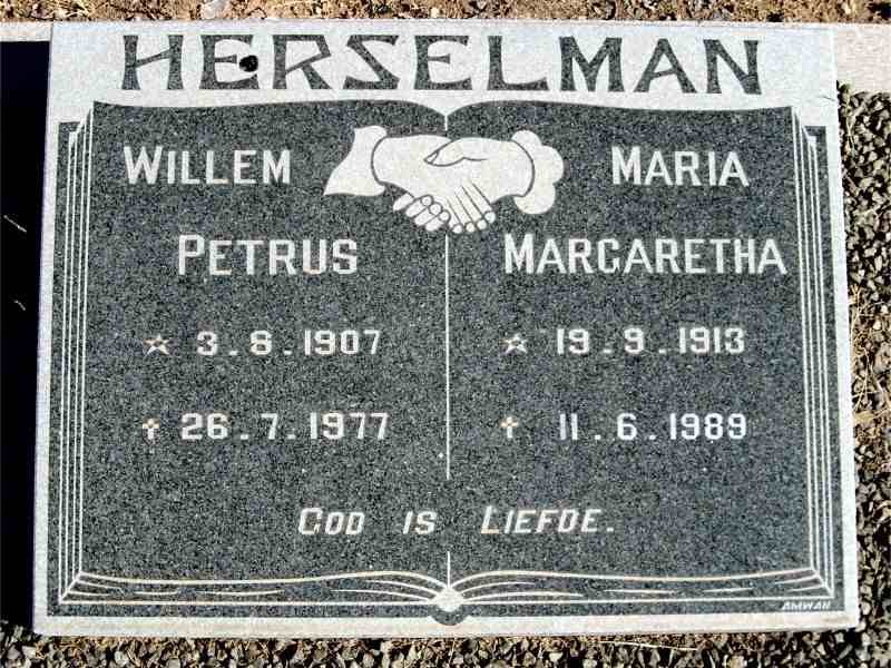 HERSELMAN Willem Petrus 1907-1977 &amp; Maria Margaretha GROBBELAAR 1913-1989